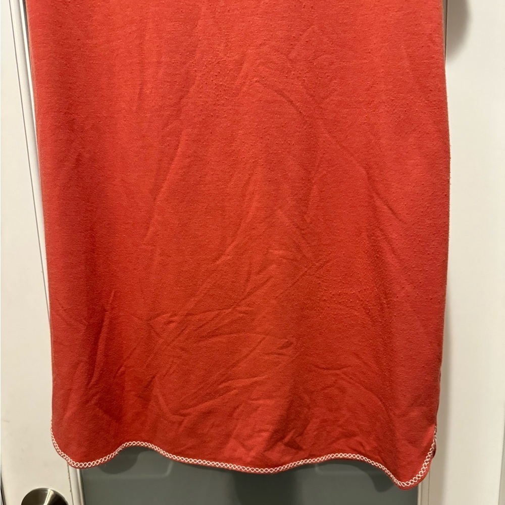 Max Studio Orange Knit Dress Medium Flutter Sleeve Crochet Trim Mini Dress - Picture 6 of 13